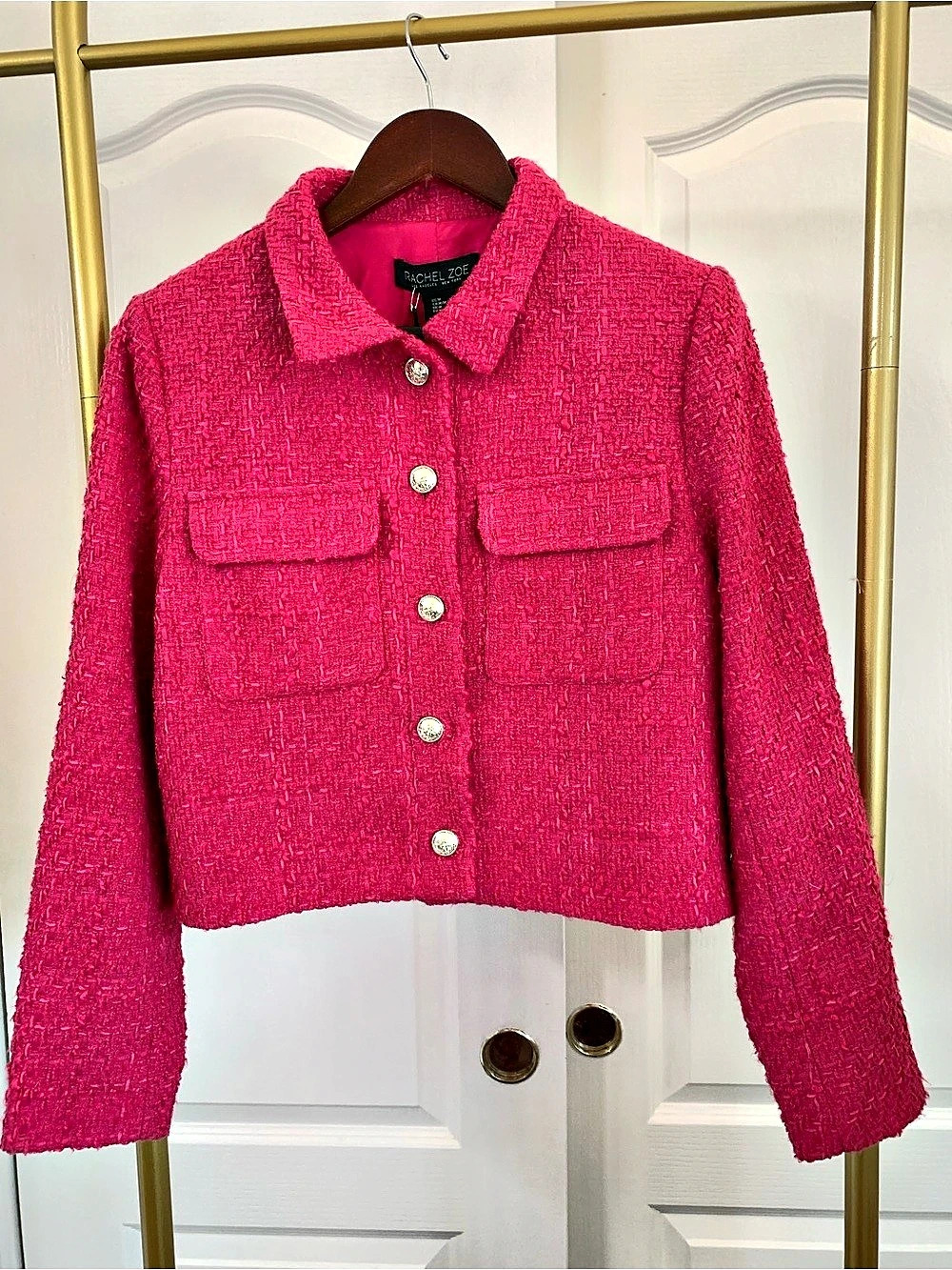 Rachel Zoe Pink Boucle Jacket Size Medium NWT